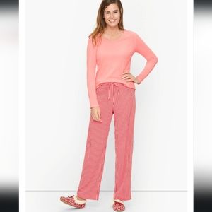 Talbots Cotton Rib Sleep Set - stripe - peach / red